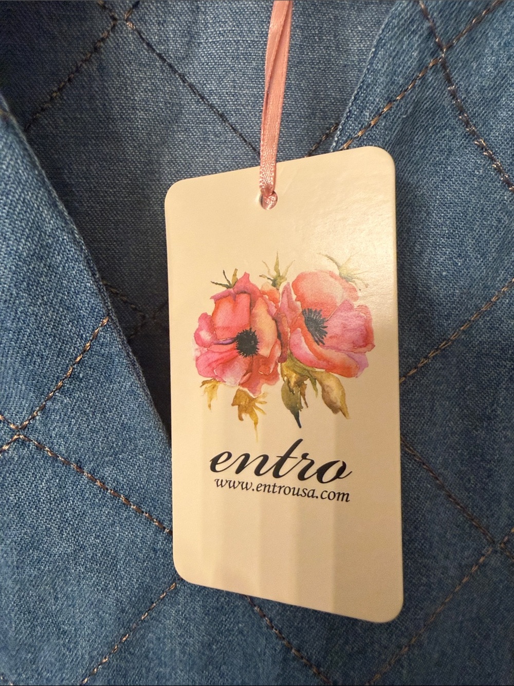 NWT Entro Light Blue Embroidered Chambray Mini Dress with pockets! - Picture 3 of 7